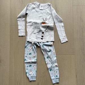 Hanna Andersson Snowman Pajama Set - White and Light Blue
